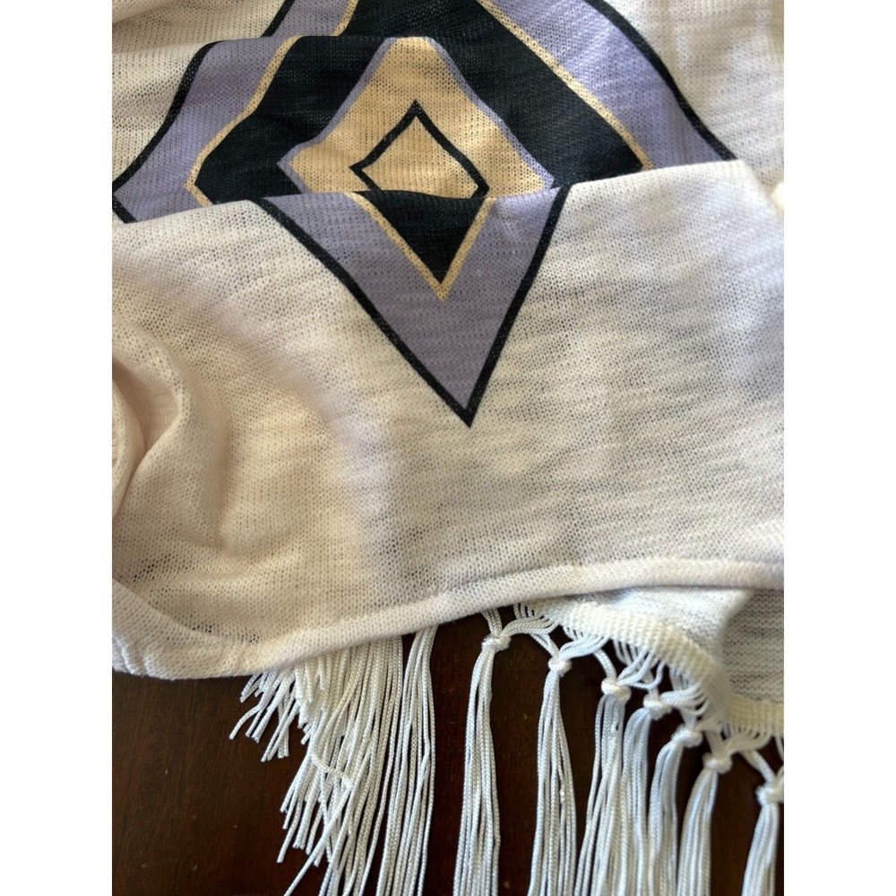 NEW Vicki Wayne Boho SW Vest Open Front Fringe Duster Diamond Sleeveless White M - Picture 5 of 10
